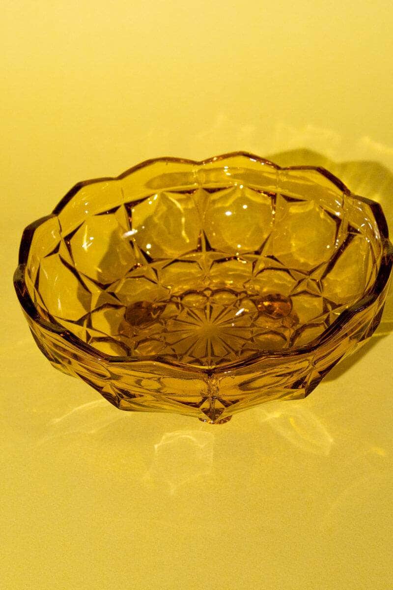 Vintage Amber Glass Fruit Bowl
