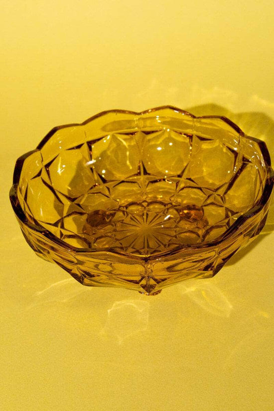 Vintage Amber Glass Fruit Bowl
