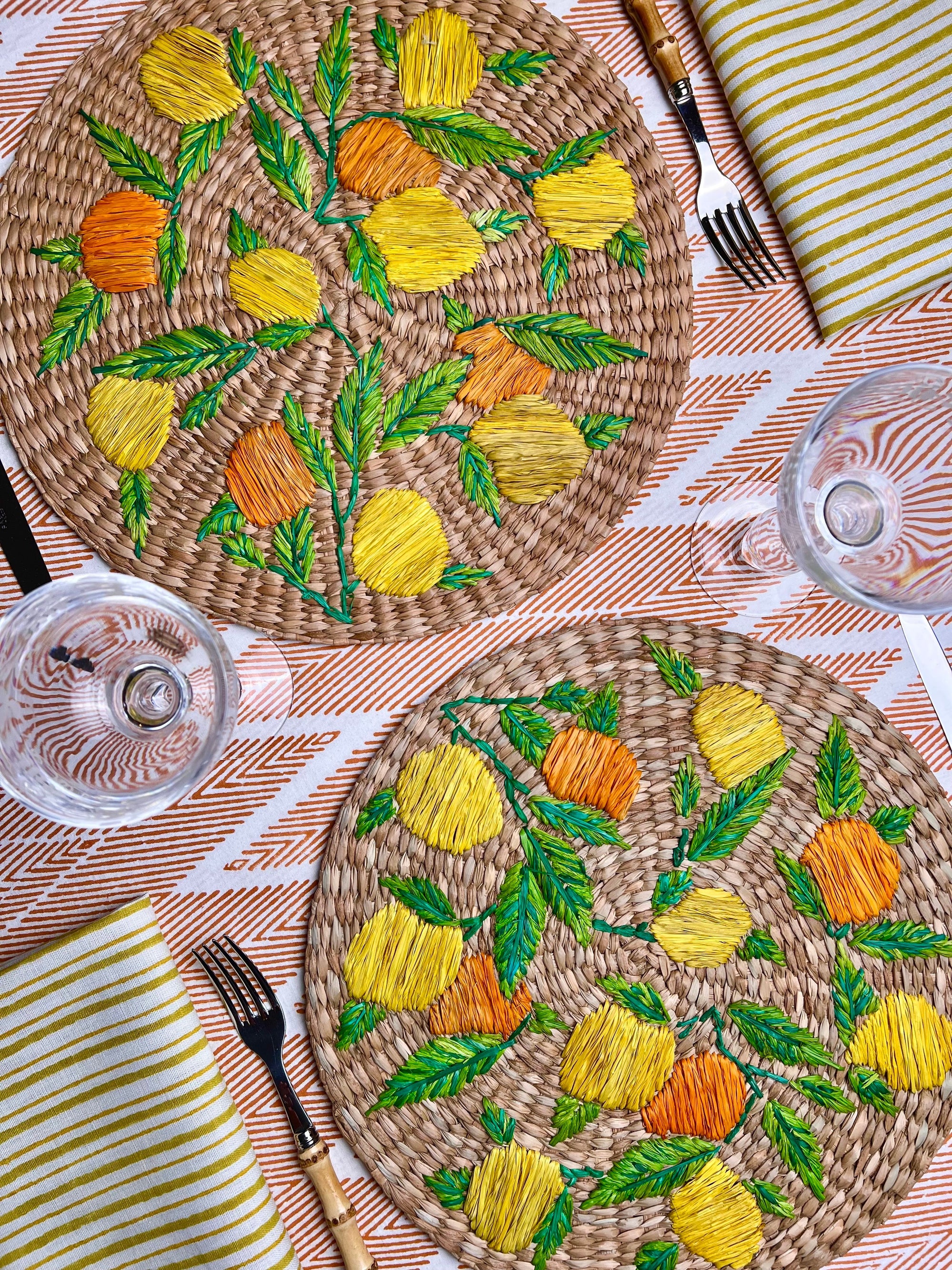 ’The Raffia Placemats’ - Limones y Naranjas (sold as a pair))