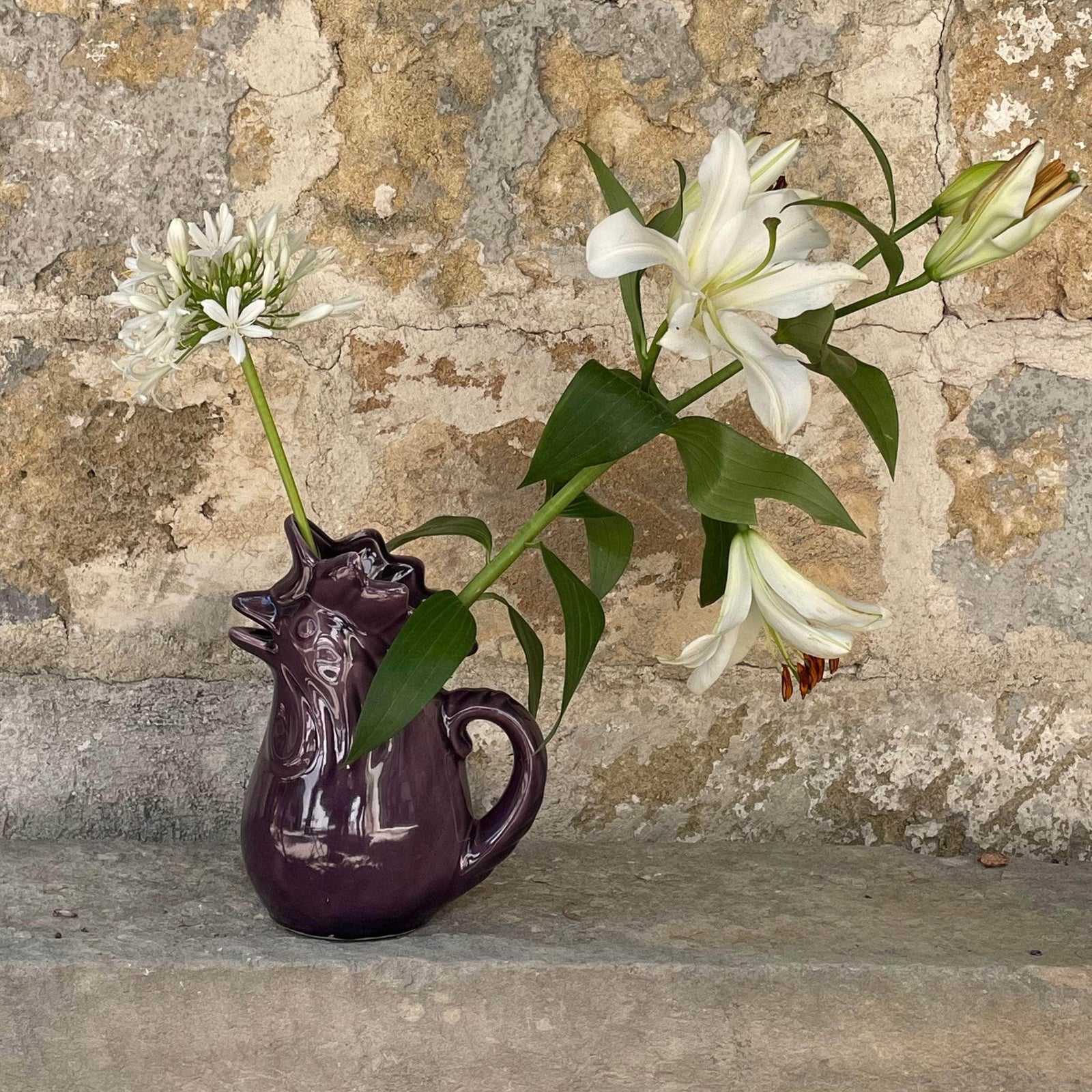 Hand-glazed Terracotta Rooster Jug