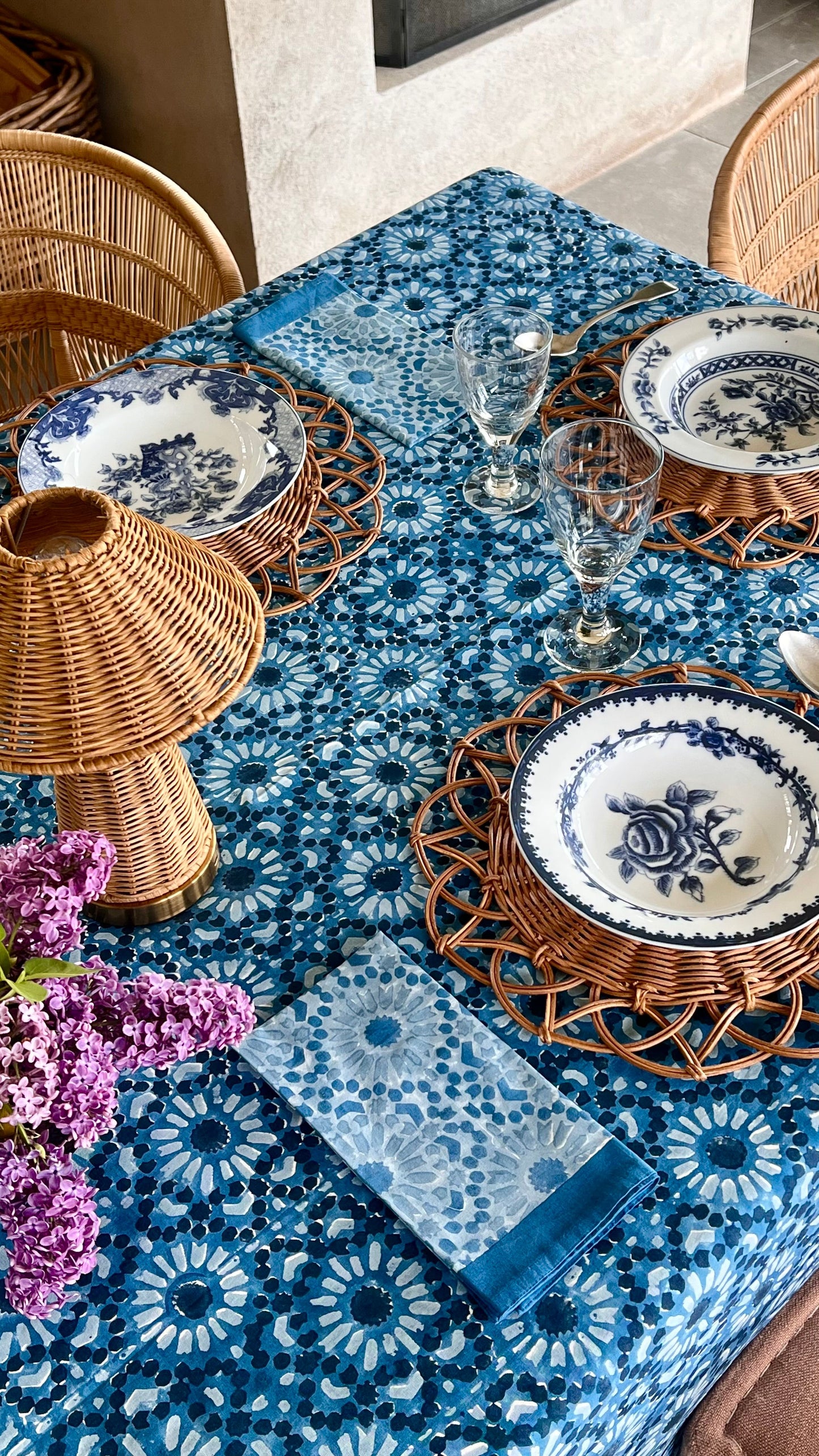 ‘The Kaleidoscope’ Tablecloth - Dark Indigo