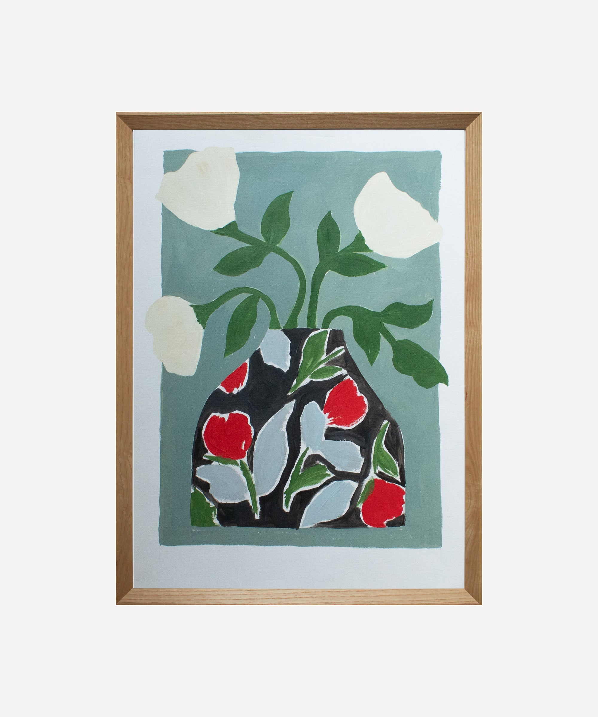 Vintage print vase - Original painting