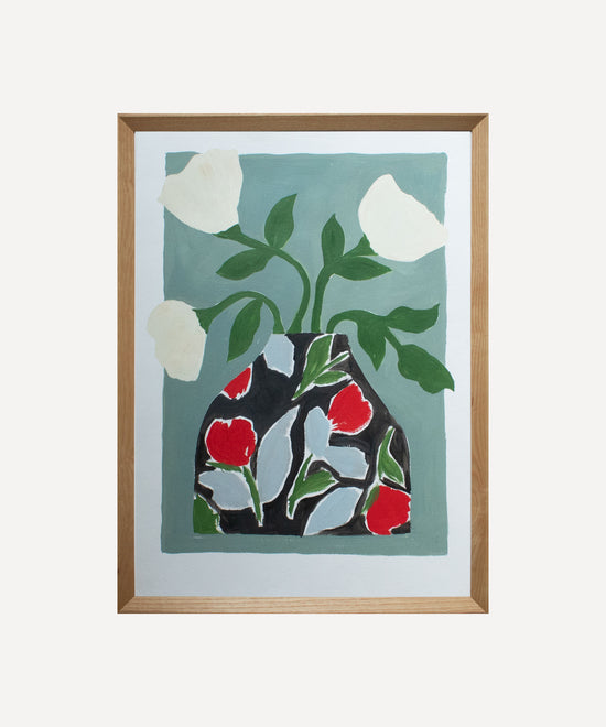 Vintage print vase - Original painting