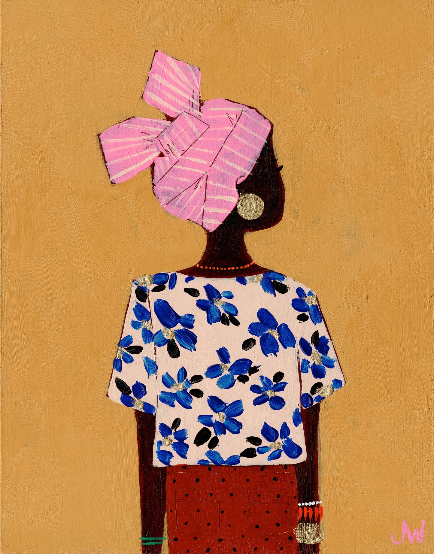 Canvas Artprint Black Woman Ochre - 70x100cm