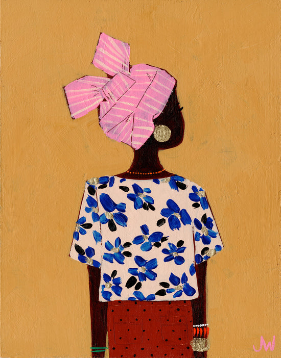 Canvas Artprint Black Woman Ochre - 70x100cm