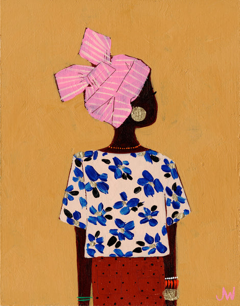 Canvas Artprint Black Woman Ochre - 70x100cm
