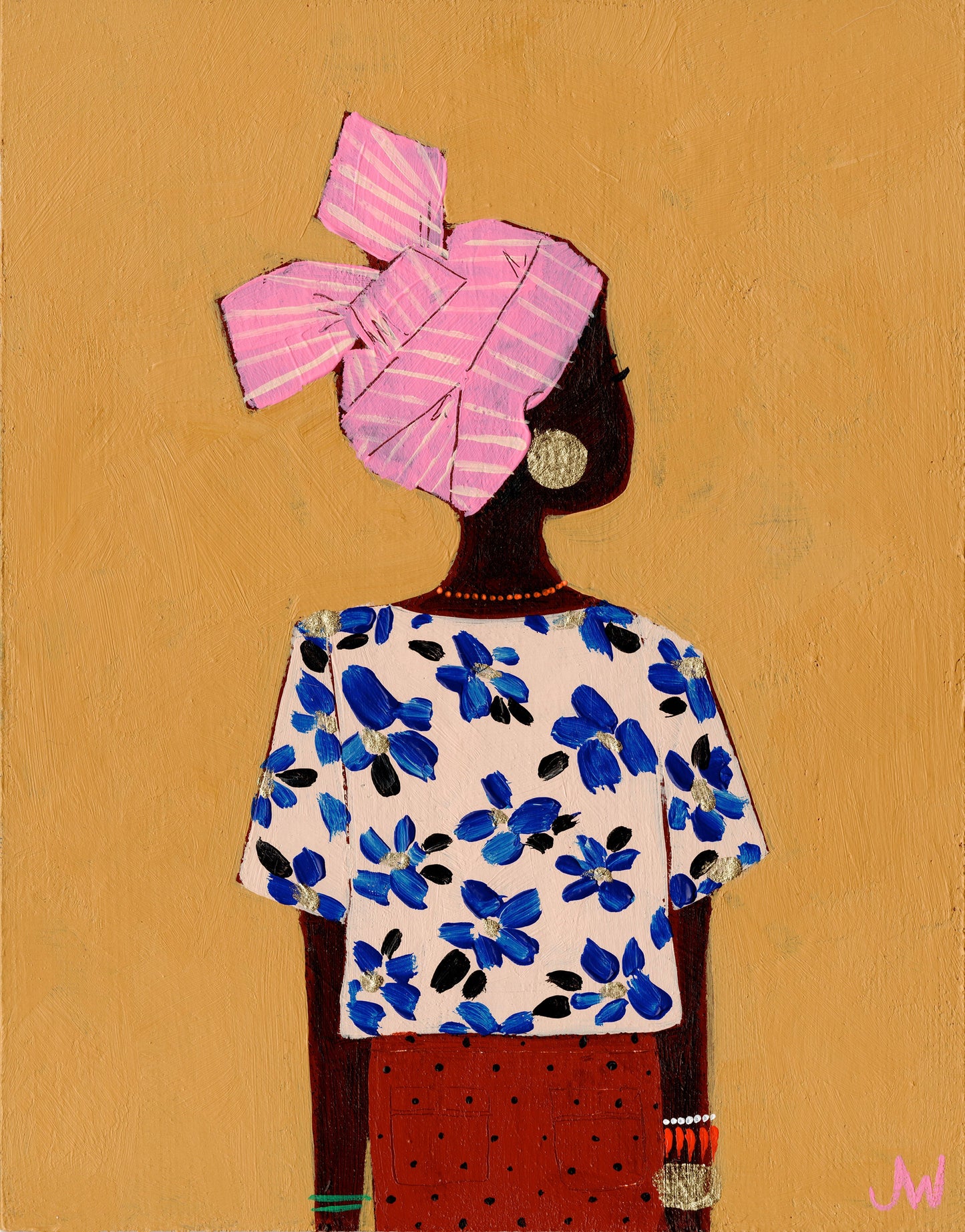 Canvas Artprint Black Woman Ochre - 70x100cm