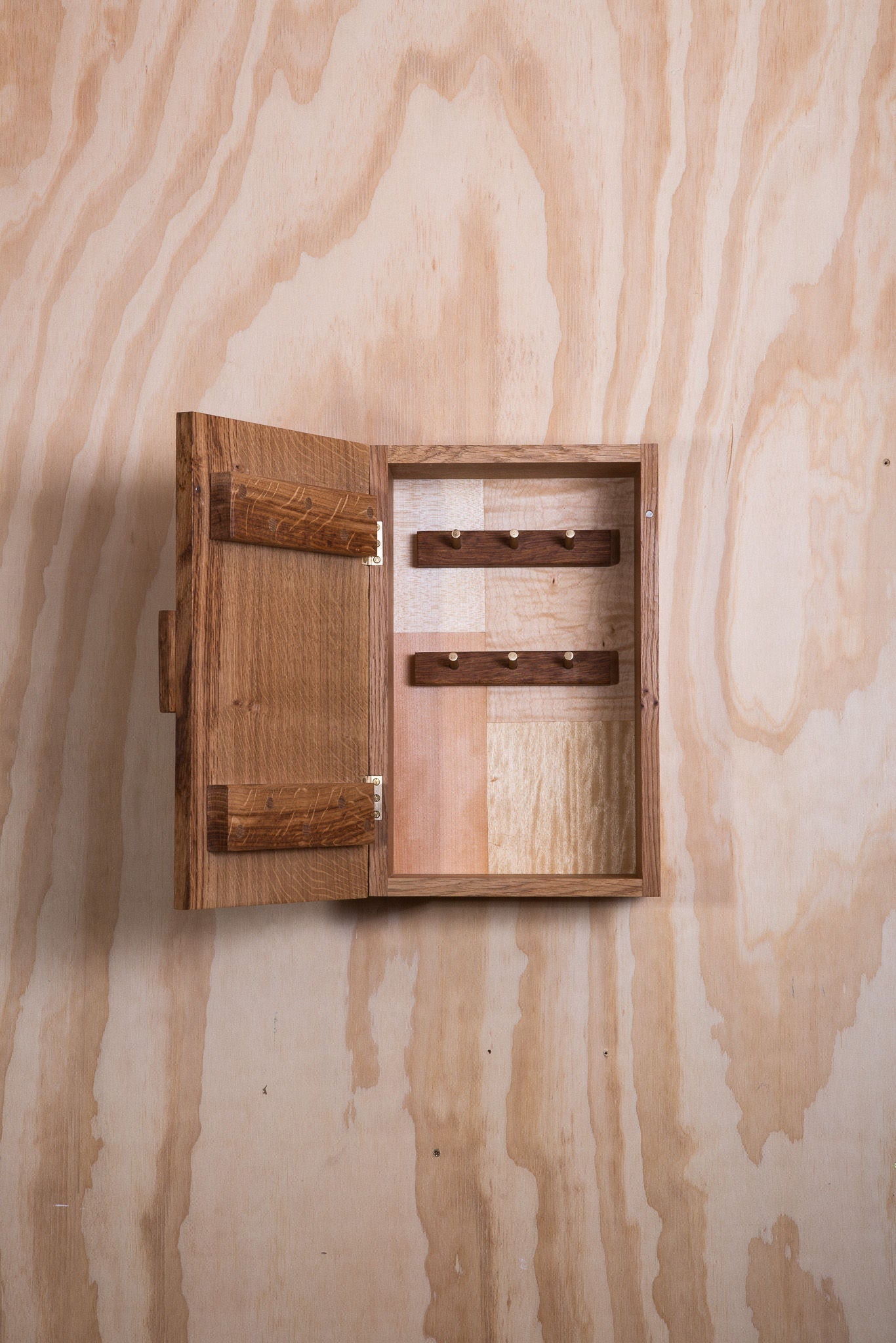 Brown Oak Key Cabinet