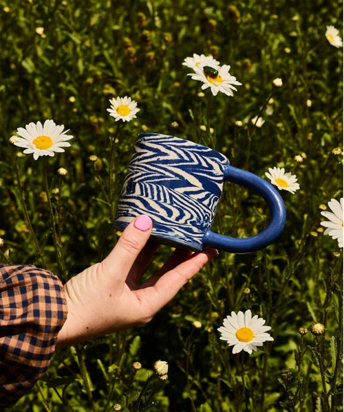 Cobalt Herringbone Mug
