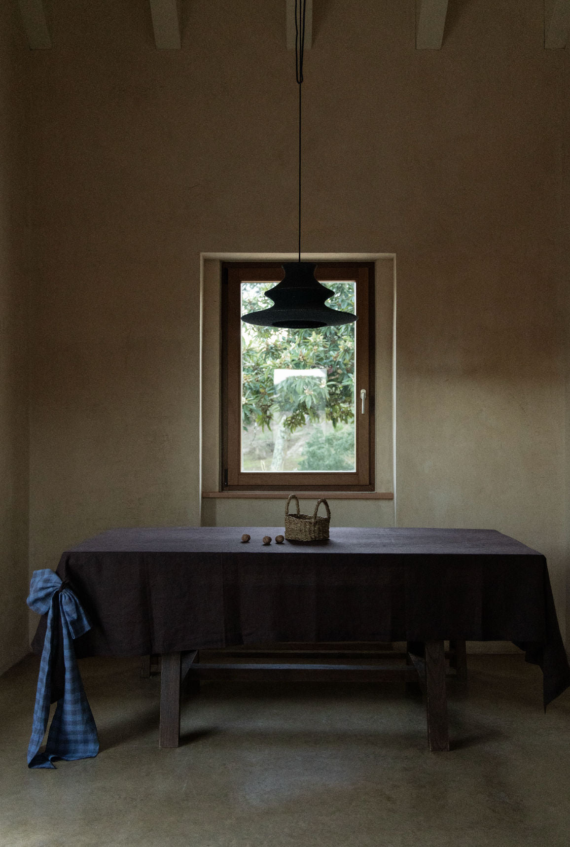 Handcrafted Linen Tablecloth with Ribbon Corners