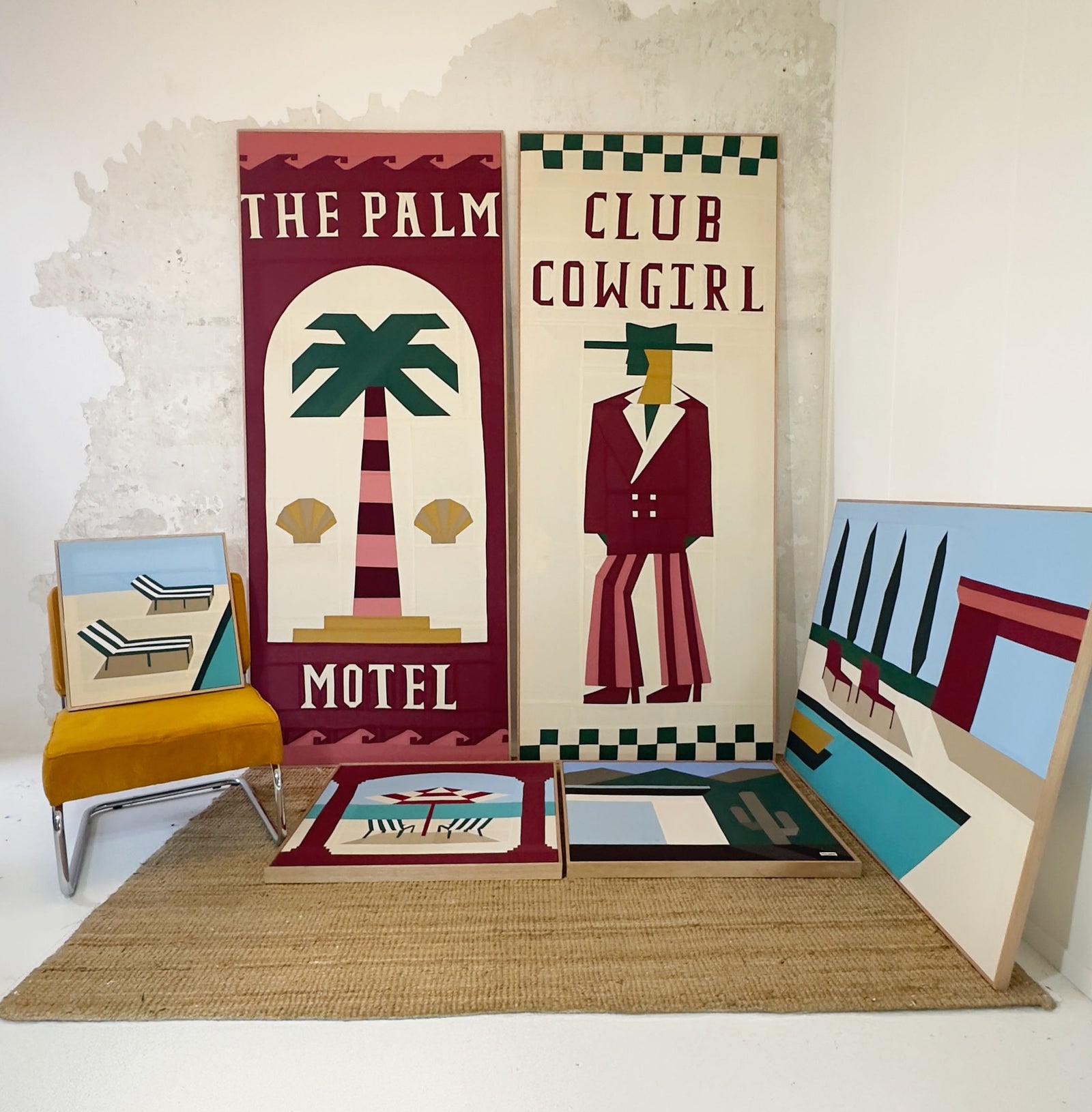 Deckchairs By The Pool Original Quilted Artwork