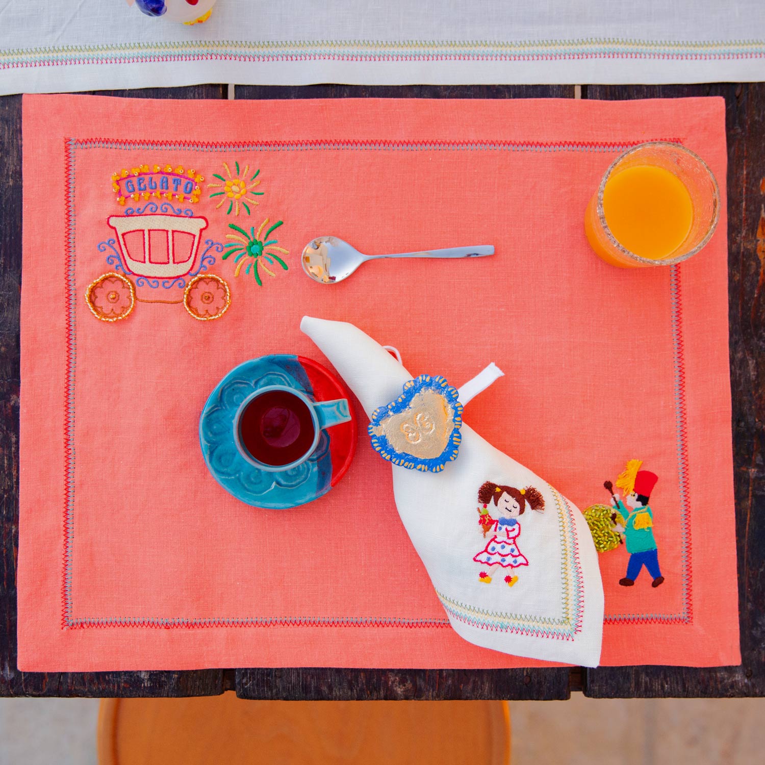 San Nicola Placemats - Coral - Set of 2