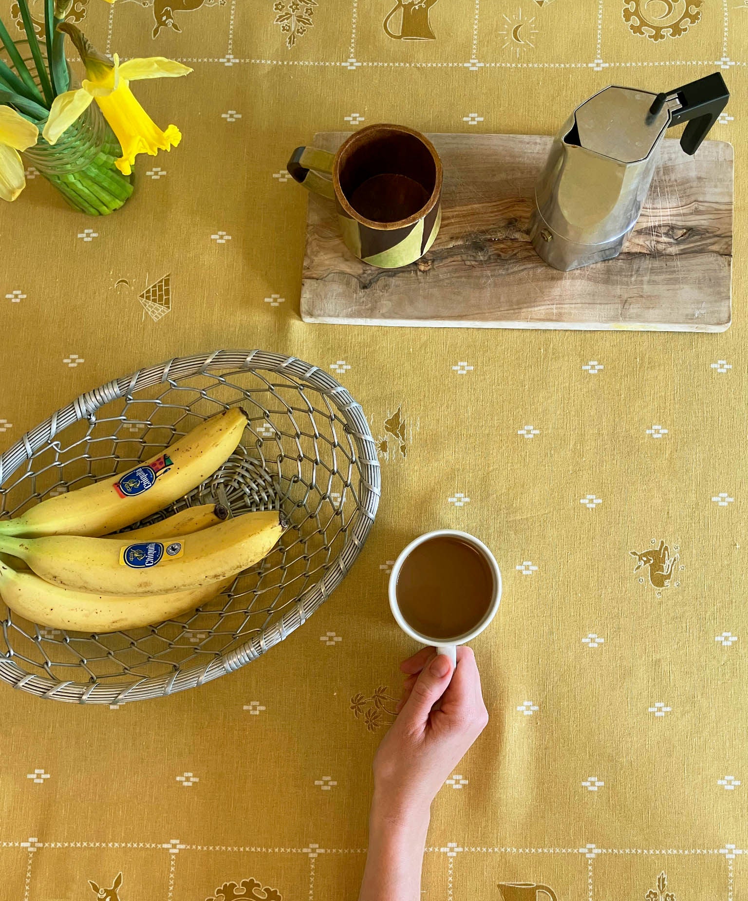 Redwork Tablecloth in Yellow