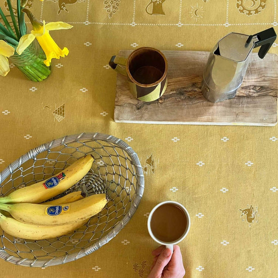 Redwork Tablecloth in Yellow