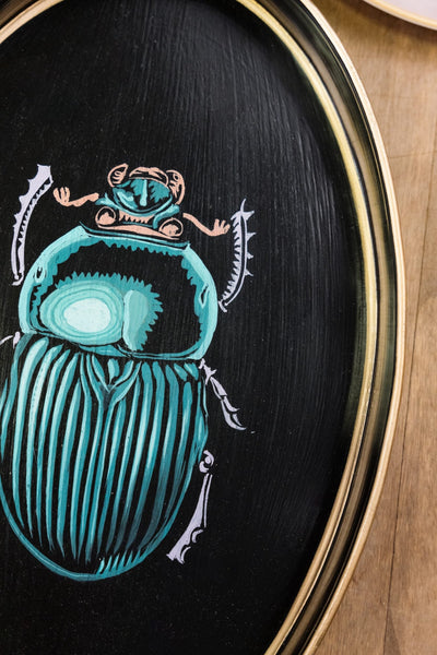 Hand-Painted Decorative Iron Tray - Beetle