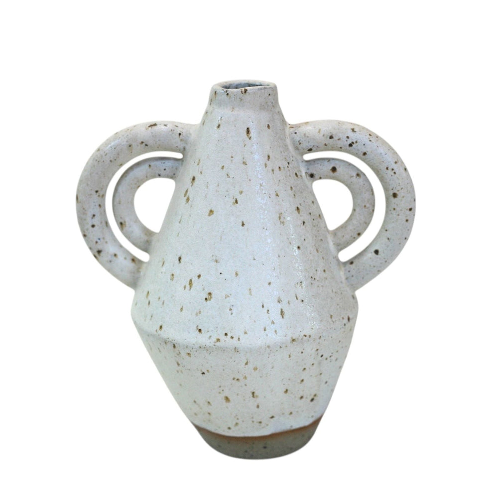 Diamond Vase with Double Handles in Heavy Speckle