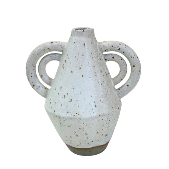 Diamond Vase with Double Handles in Heavy Speckle