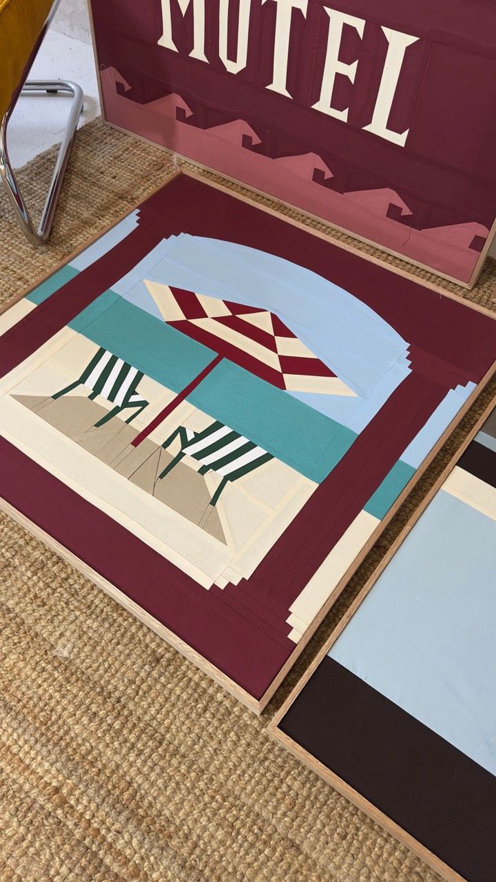 Deckchairs On The Beach Original Quilted Artwork
