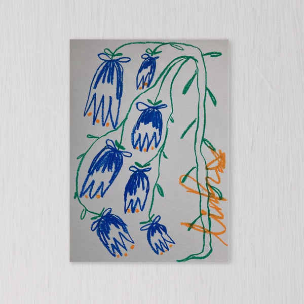 Blue Drooping Flowers | Original Painting A3