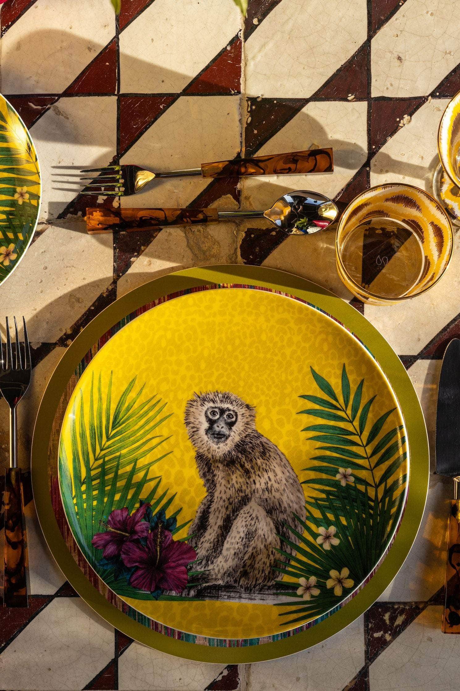 Les Ottomans x Matthew Williamson Porcelain Plate - Yellow Monkey