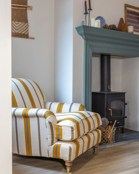 Vereda Handwoven Stripe Fabric | Tumeric