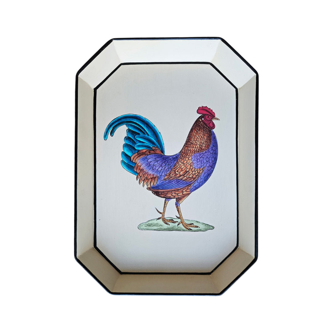 Flora Hand-Painted Iron Tray - Rooster