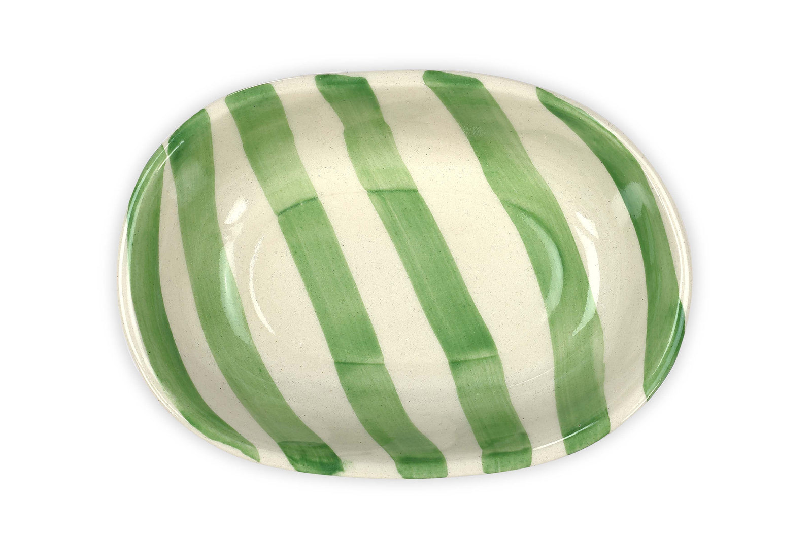 Ceramic Stripe Bowl, Green