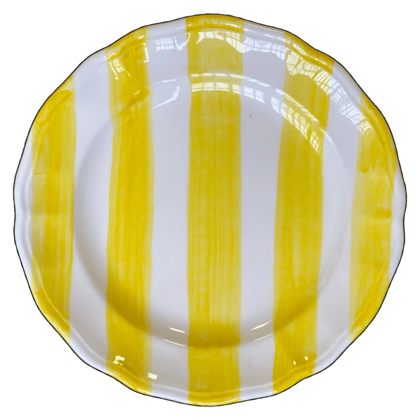 Set of Two Hand-Painted Ceramic Dinner Plates - Stripe Collection