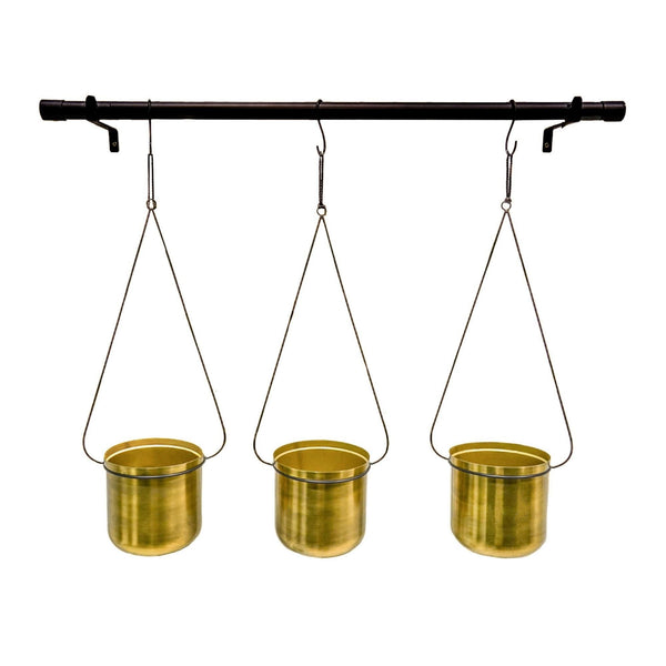 Linear Hanging Planters Black and Gold
