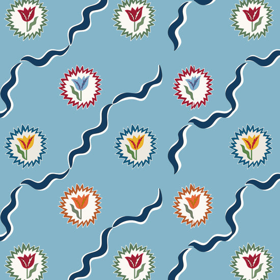 Tulips of Belgravia Wallpaper - Blue