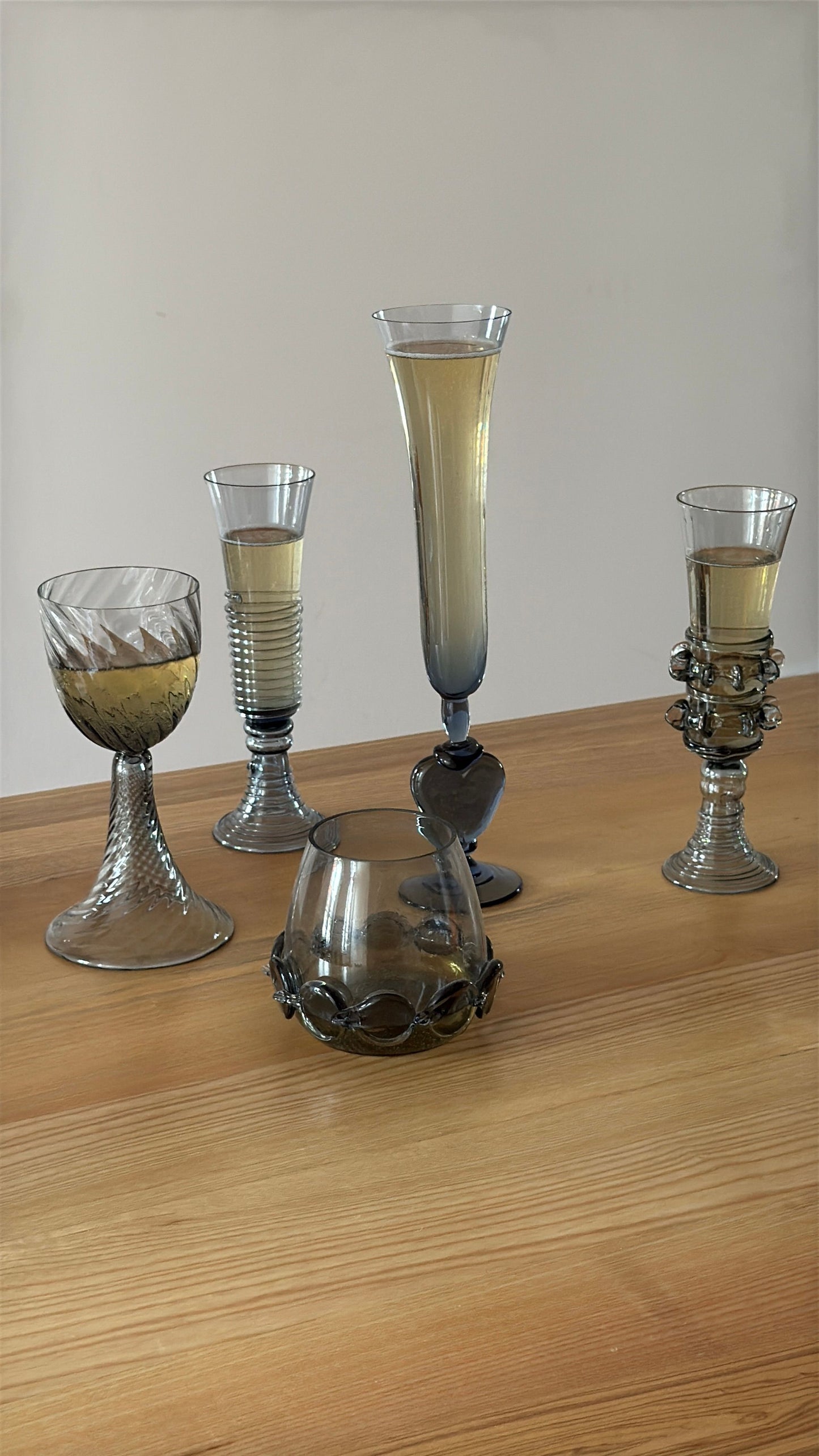 Mouthblown Champagne Flutes - set of four