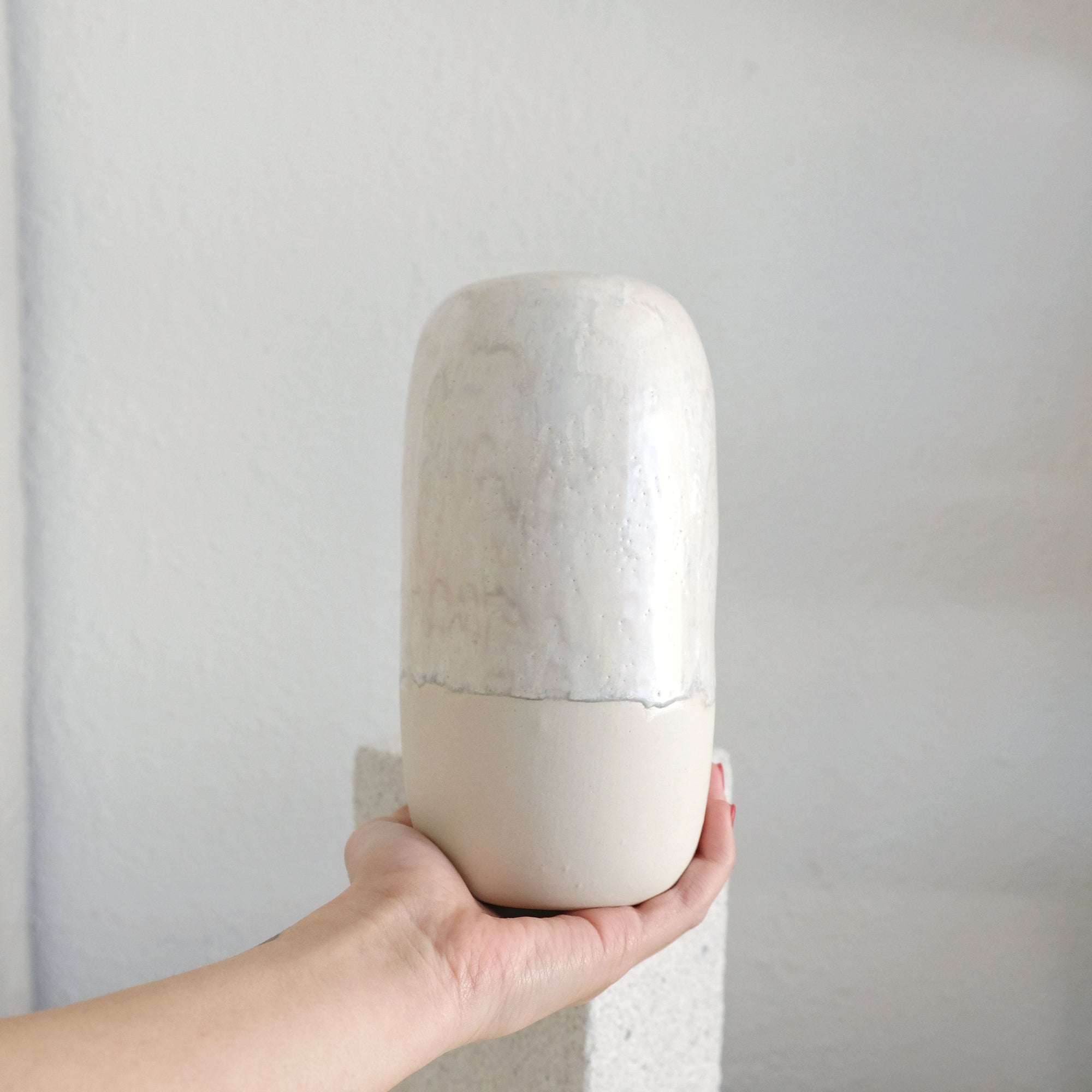Eliana - Ceramic Vase - Matt and Glossy Ivory