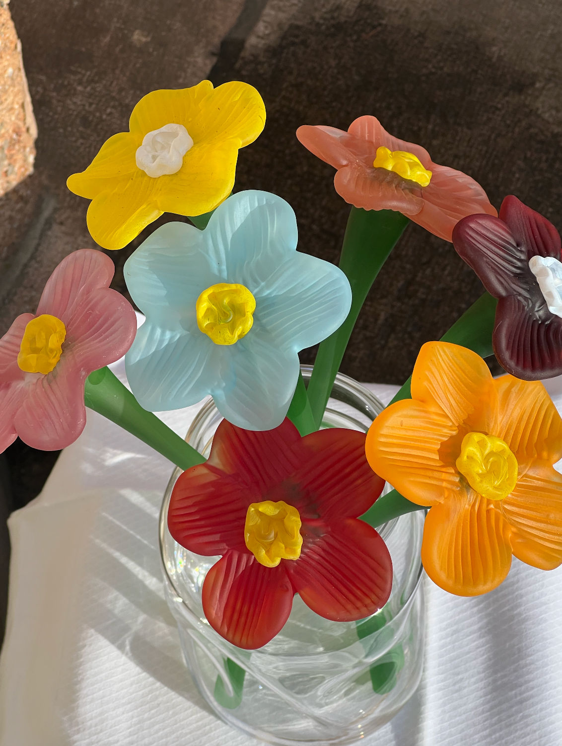 Mouth-blown Crystal Flower Bouquet - Matte