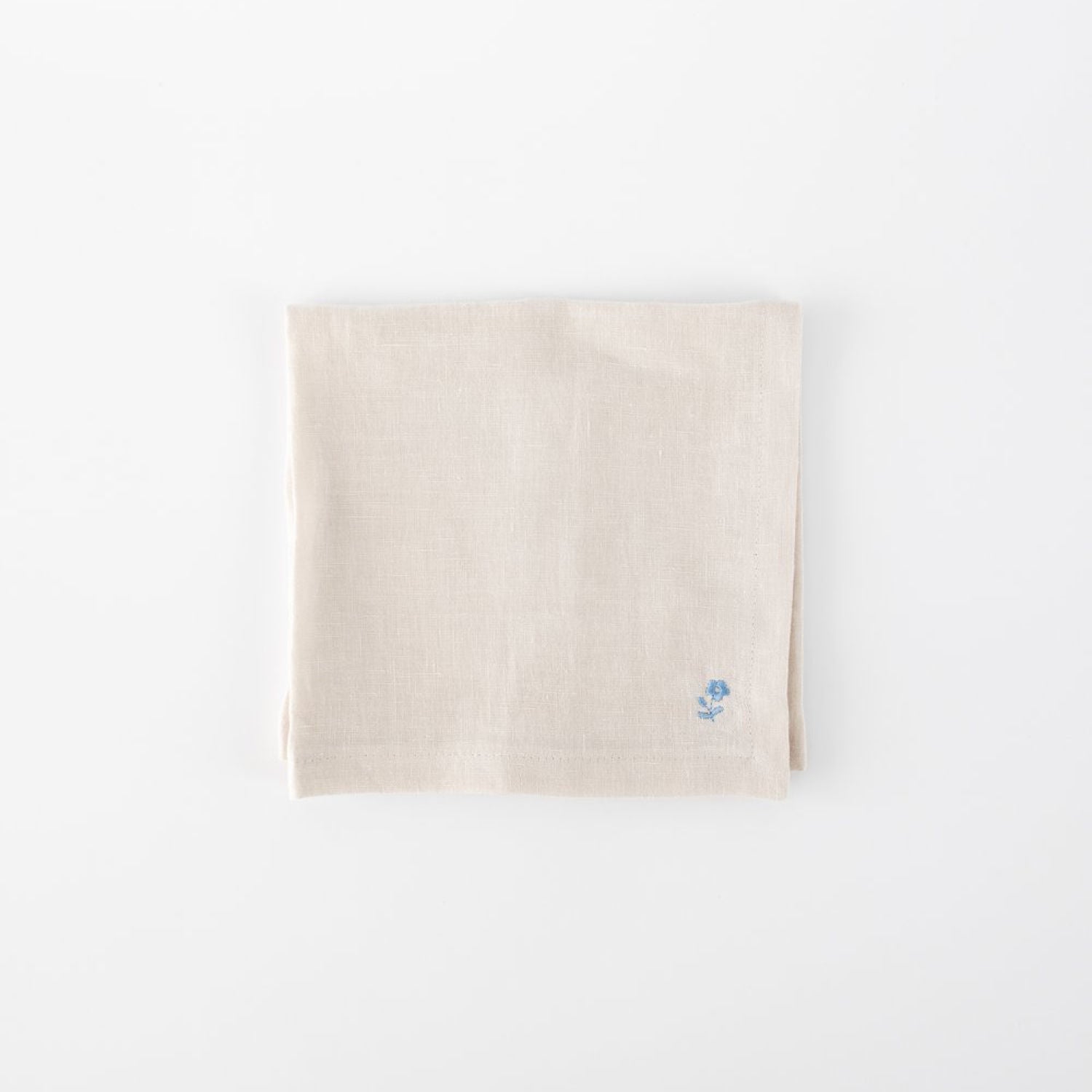 Beige Linen Napkins (Set of 2) – Floral Embroidery