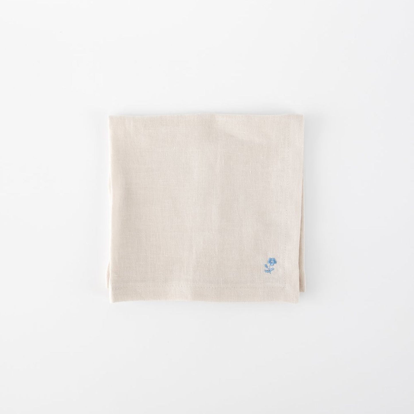 Beige Linen Napkins (Set of 2) – Floral Embroidery