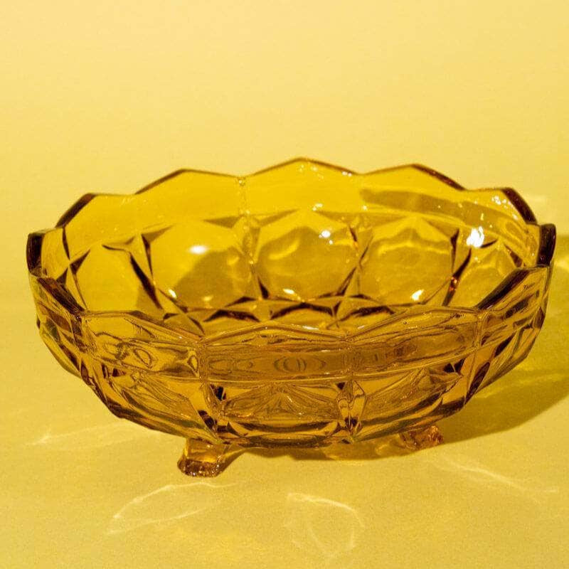 Vintage Amber Glass Fruit Bowl