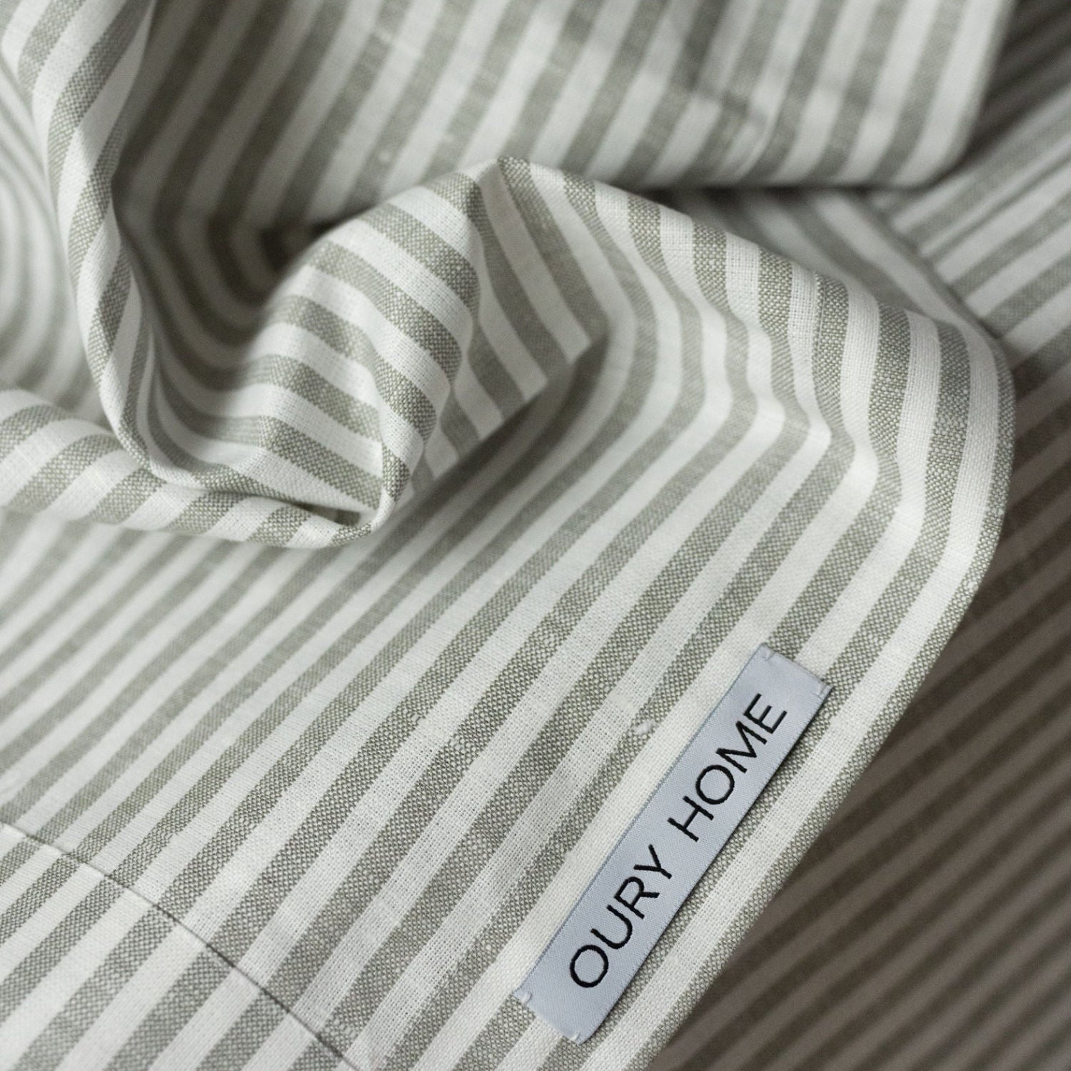 Grey Stripes Linen Tablecloth