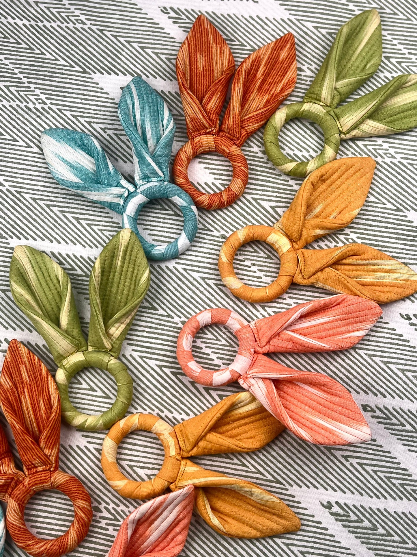 Easter Bunny Ears Napkin Ring - Woven Ikat - Yellow