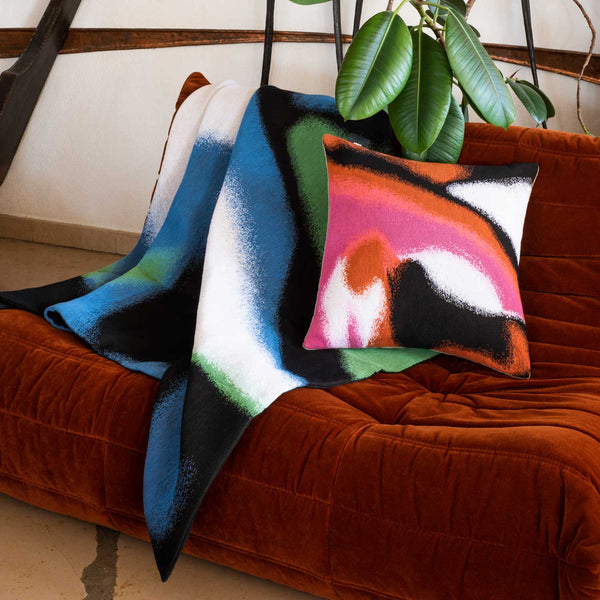Tapestry Blanket Blue, Green, White and Black