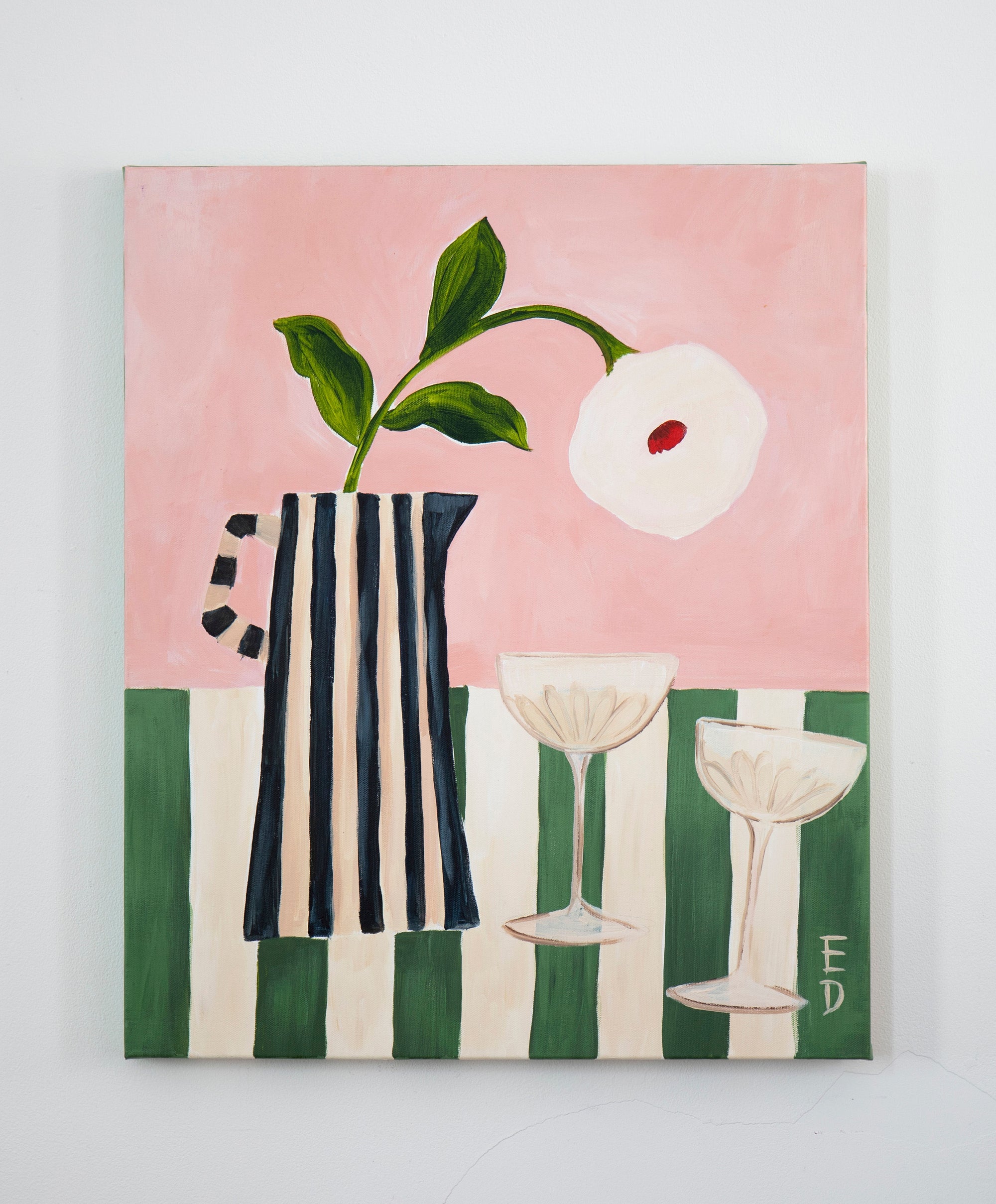 Saucers of Champagne Acrylic Painting