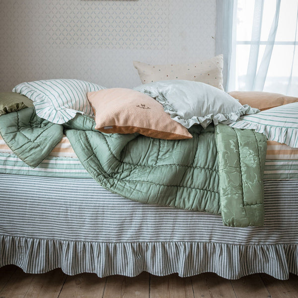 Frill Cushion Stripe Green