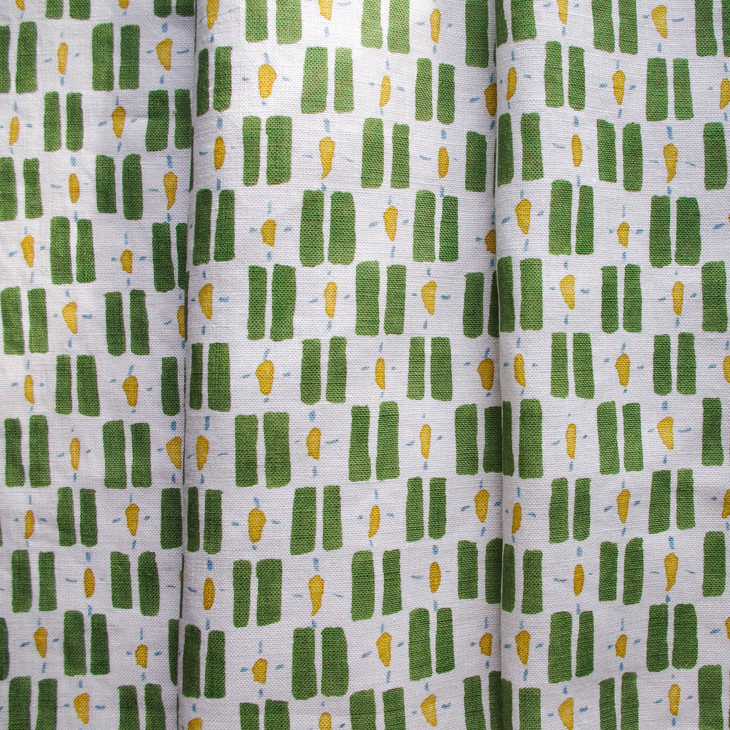 Printed Little Check Fabric - Green