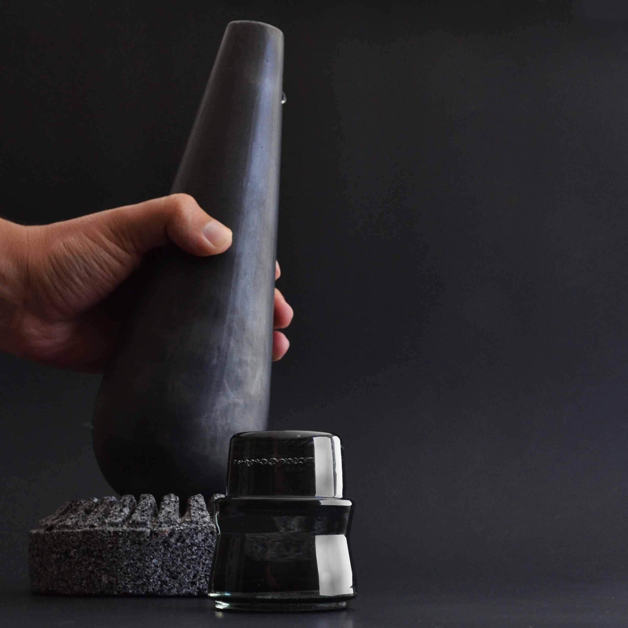 Mezcaleros Tequileros Acatl, Black Smoke, Sett of 6 Glasses