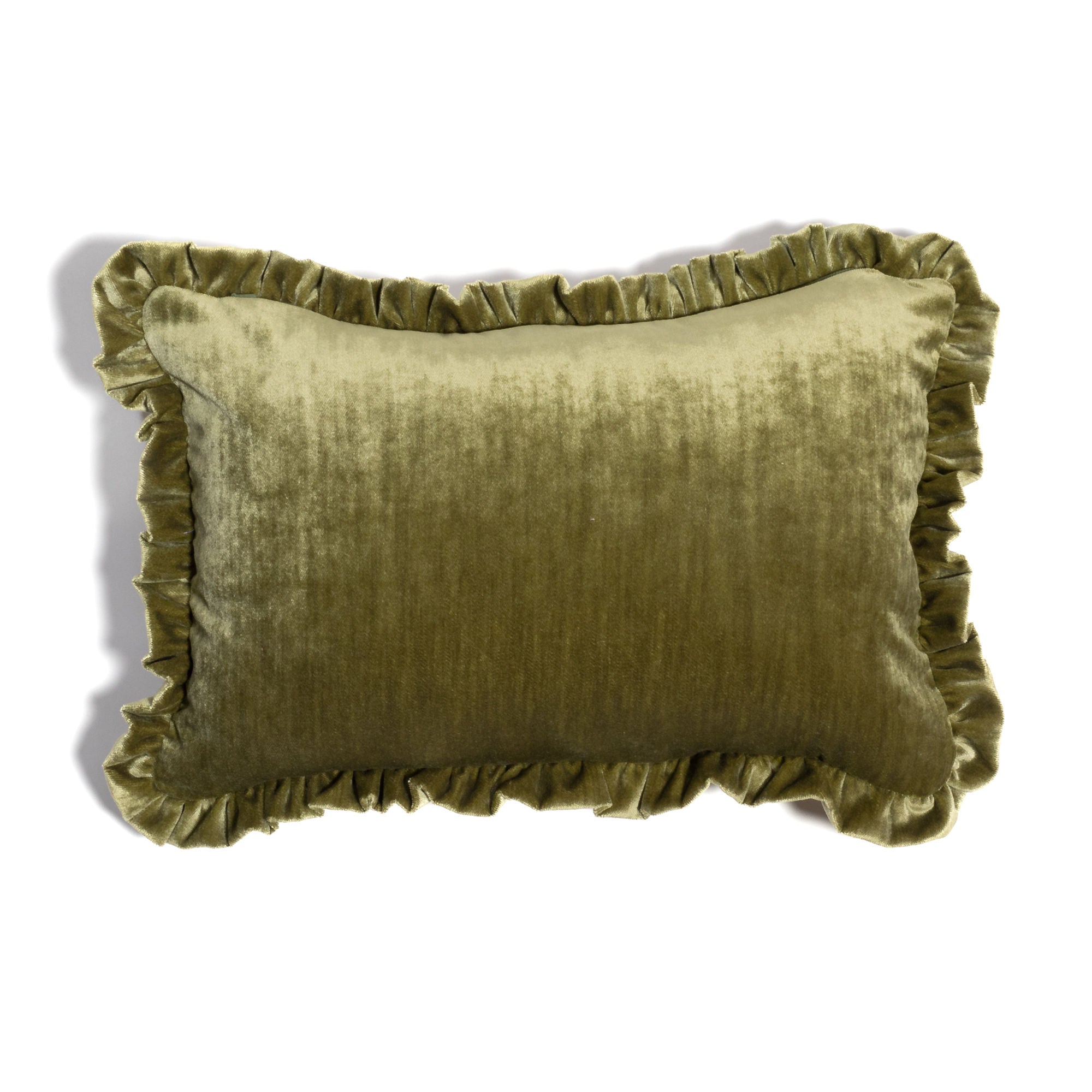 Velvet Ruffle Cushion made from Liberty Fabric 'Wiltshire'