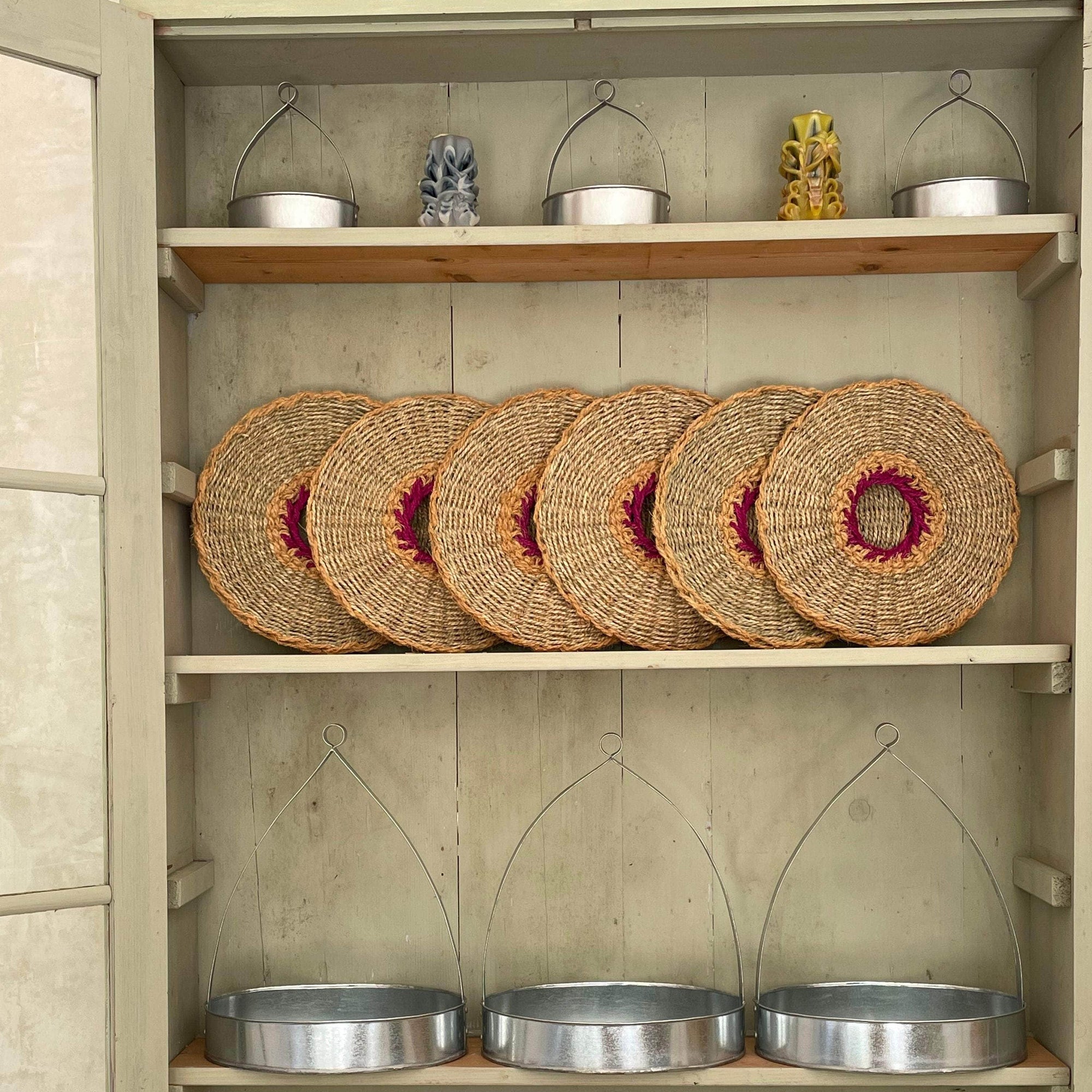 Fisculo Hand Woven Placemat | Natural, Pink & Saffron