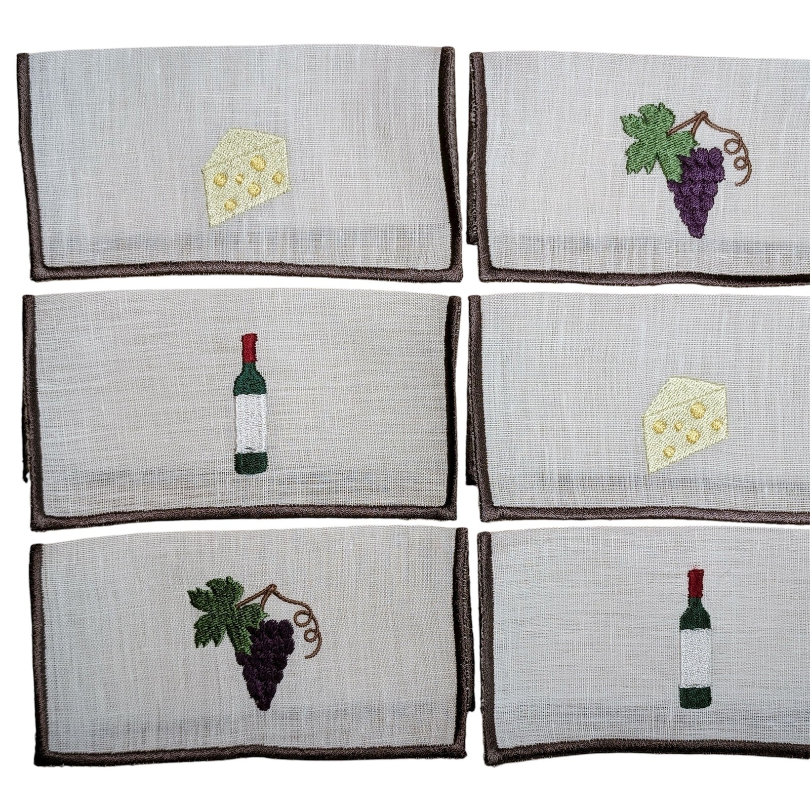 WINE NOT - Wine Embroidery Cocktail Napkin Set (set of 6)