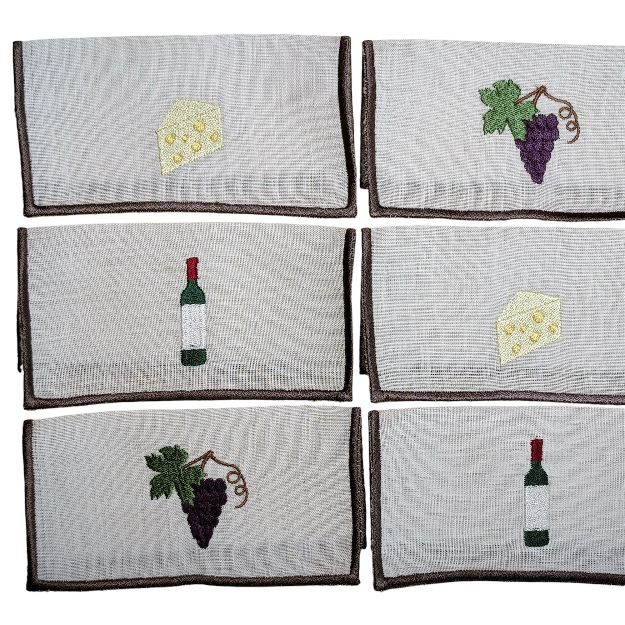 WINE NOT - Wine Embroidery Cocktail Napkin Set (set of 6)