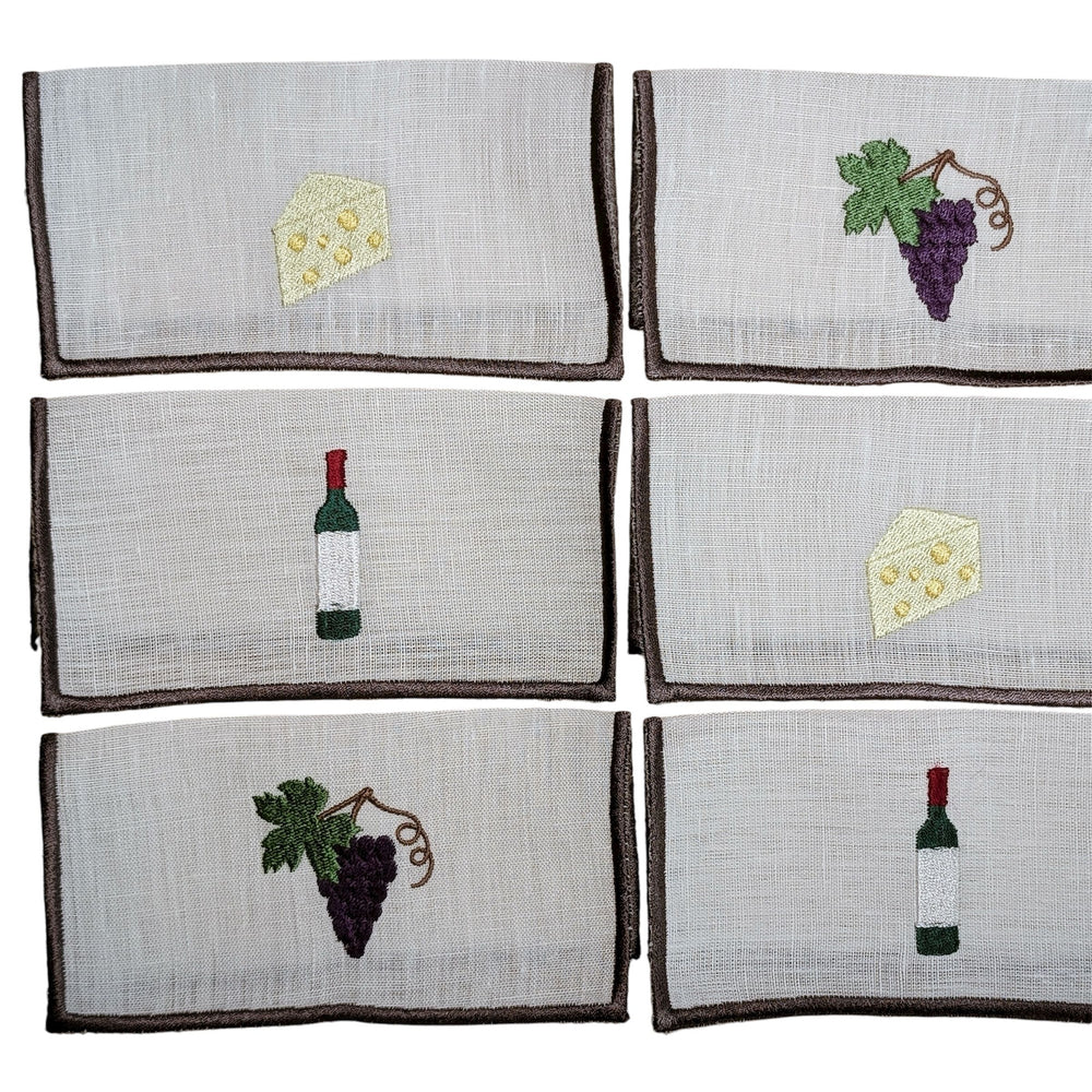 WINE NOT - Wine Embroidery Cocktail Napkin Set (set of 6)
