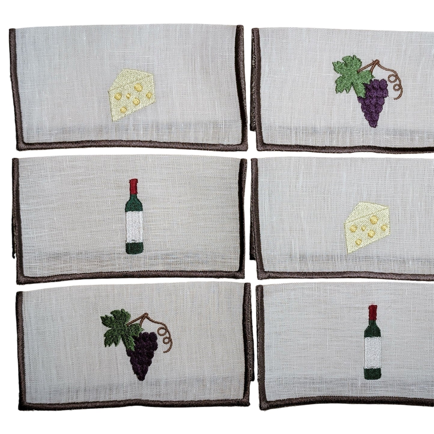 WINE NOT - Wine Embroidery Cocktail Napkin Set (set of 6)