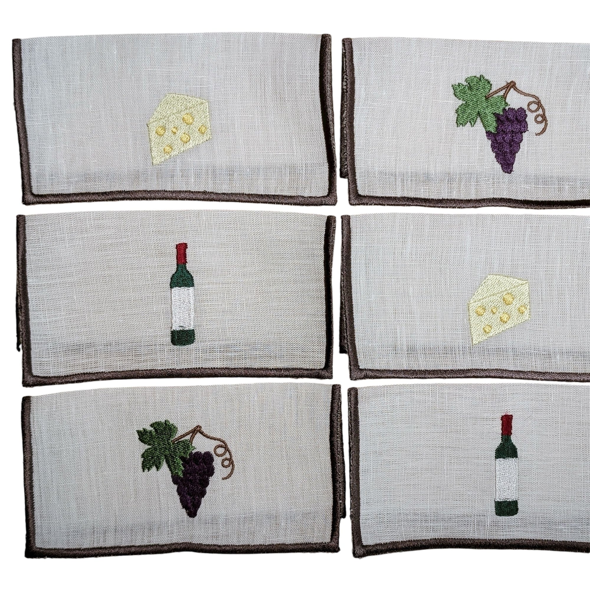 WINE NOT - Wine Embroidery Cocktail Napkin Set (set of 6)